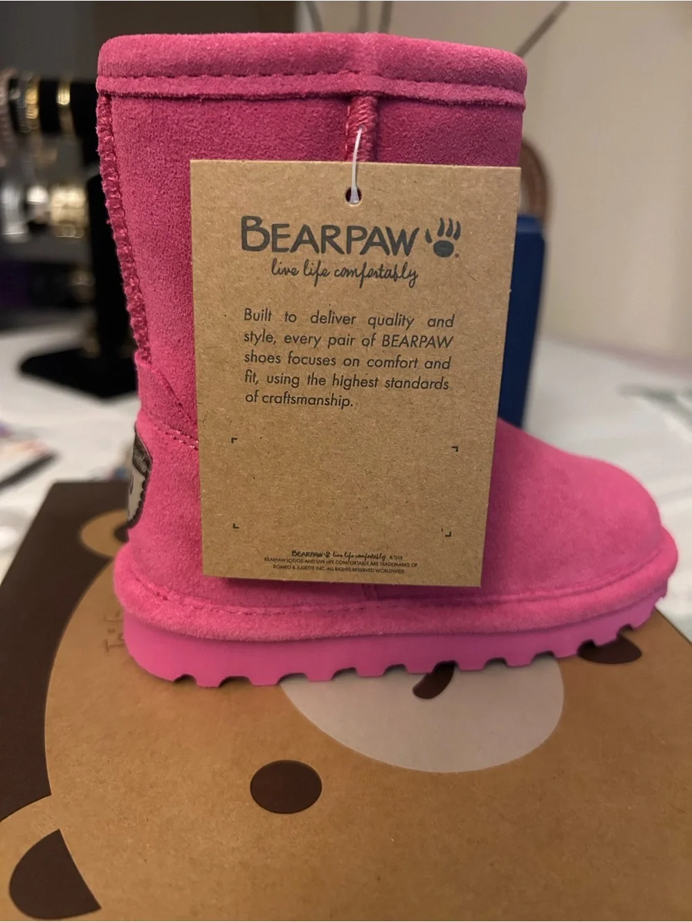 BearPaw Hot Pink Suede Girls' Boots